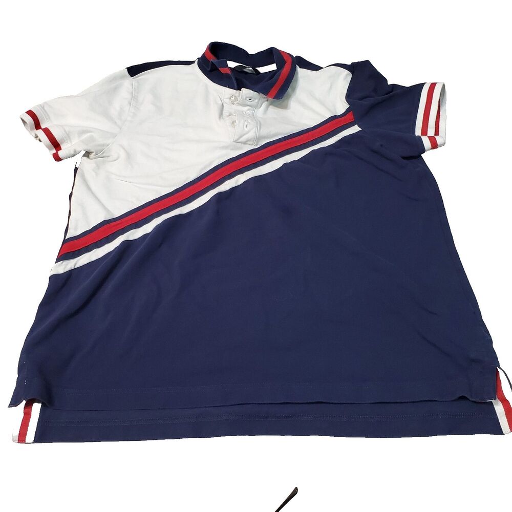 Polo Short Sleeve Shirt Medium Red White And Blue